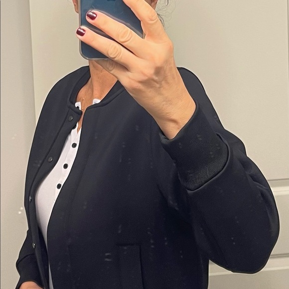 Bomber Jacket DKNY, black scuba fabric UNISEX NWT - Picture 7 of 8